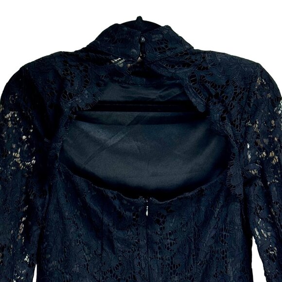 Cache Black Lace Dress Feather Cuffs Open Back XXS - Picture 3 of 7